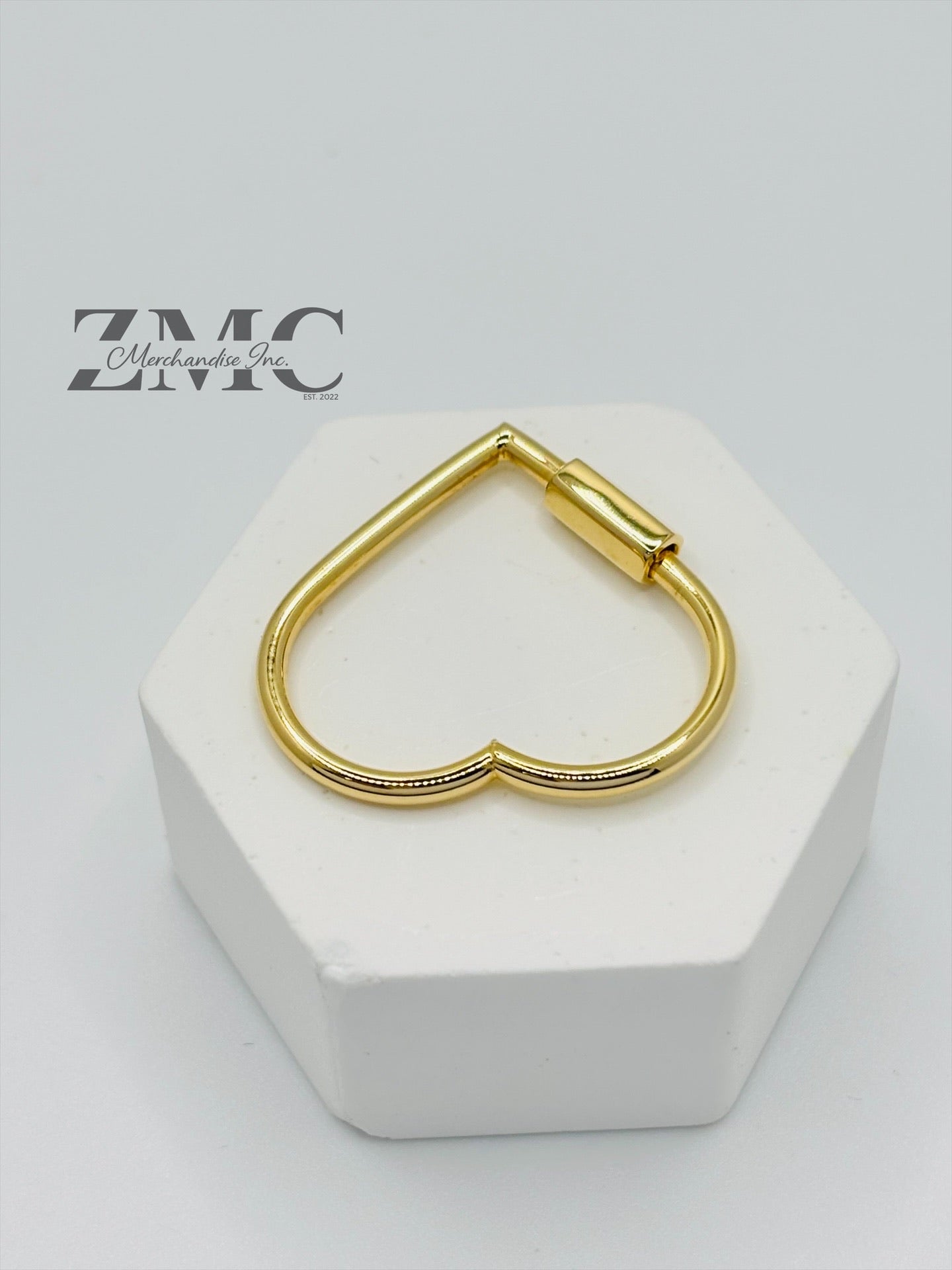 18K Gold Big Heart Carabiner Pendant