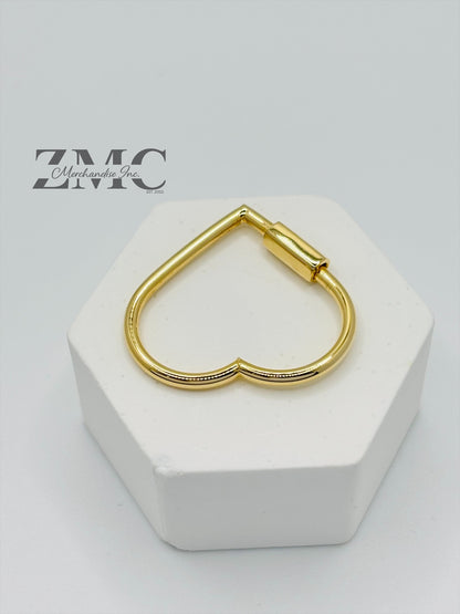 18K Gold Big Heart Carabiner Pendant