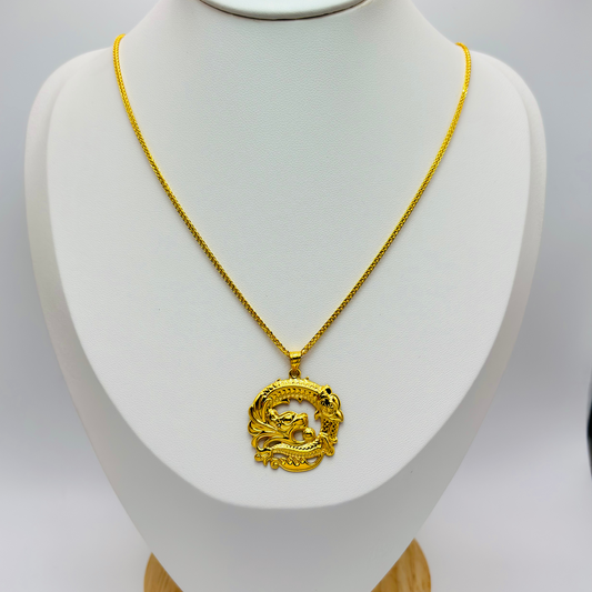 18K Gold Dragon Necklace