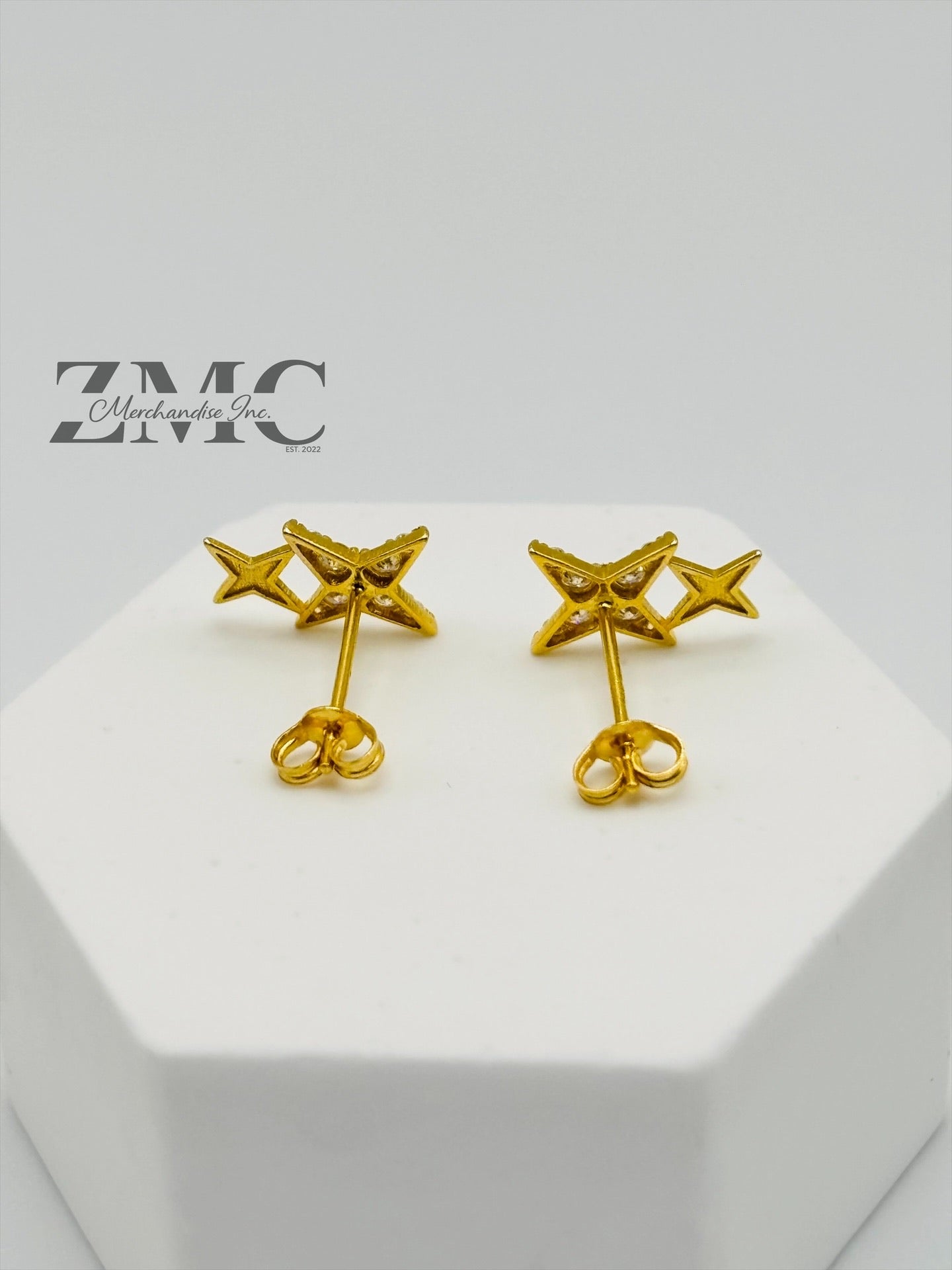 18K Gold Double Star Moissanite Diamond Earrings