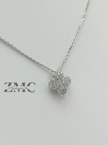 K18 Japan Clover 0.50ct Natural Diamond Pendant with 18K Gold Necklace