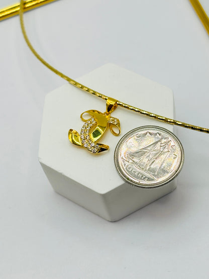 18K Gold Omega Chain with Pendant Set