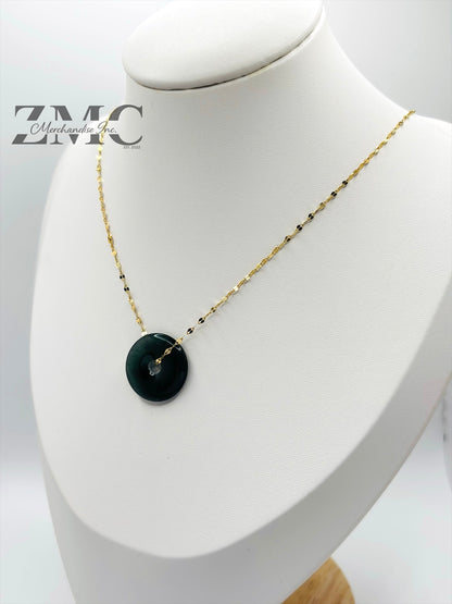 18K Gold Dancing Jade Necklace