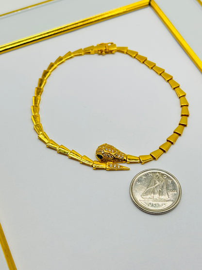 18K Gold Serpentine Triple Lock Bracelet
