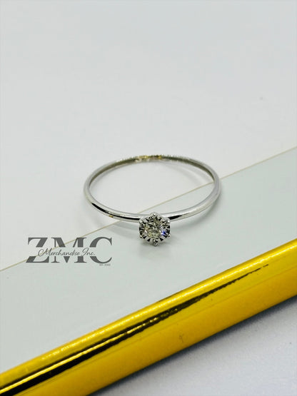 18K White Gold Solitaire Natural Diamond Ring 0.10ct