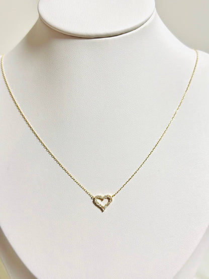 18K Gold Natural Diamond Heart Attached Necklace 0.158ct