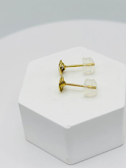 K18 Japan Gold Circle Natural Diamond Earrings 0.20ct