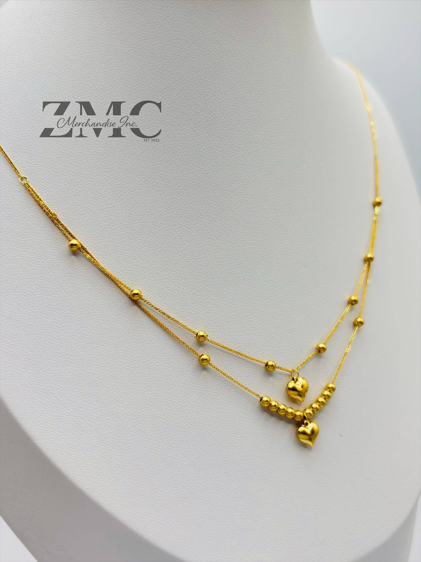 18K Gold Layered Heart Ball Necklace