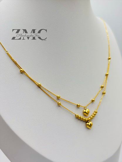 18K Gold Layered Heart Ball Necklace