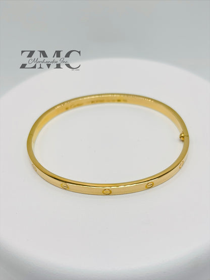 18K Gold Slim Screw Bangle