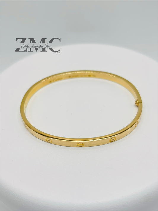 18K Gold Slim Screw Bangle
