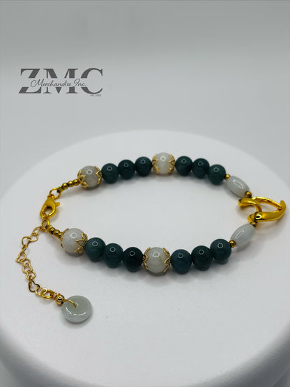 18K Gold Open Heart Jade Bracelet (Electroform Heart)