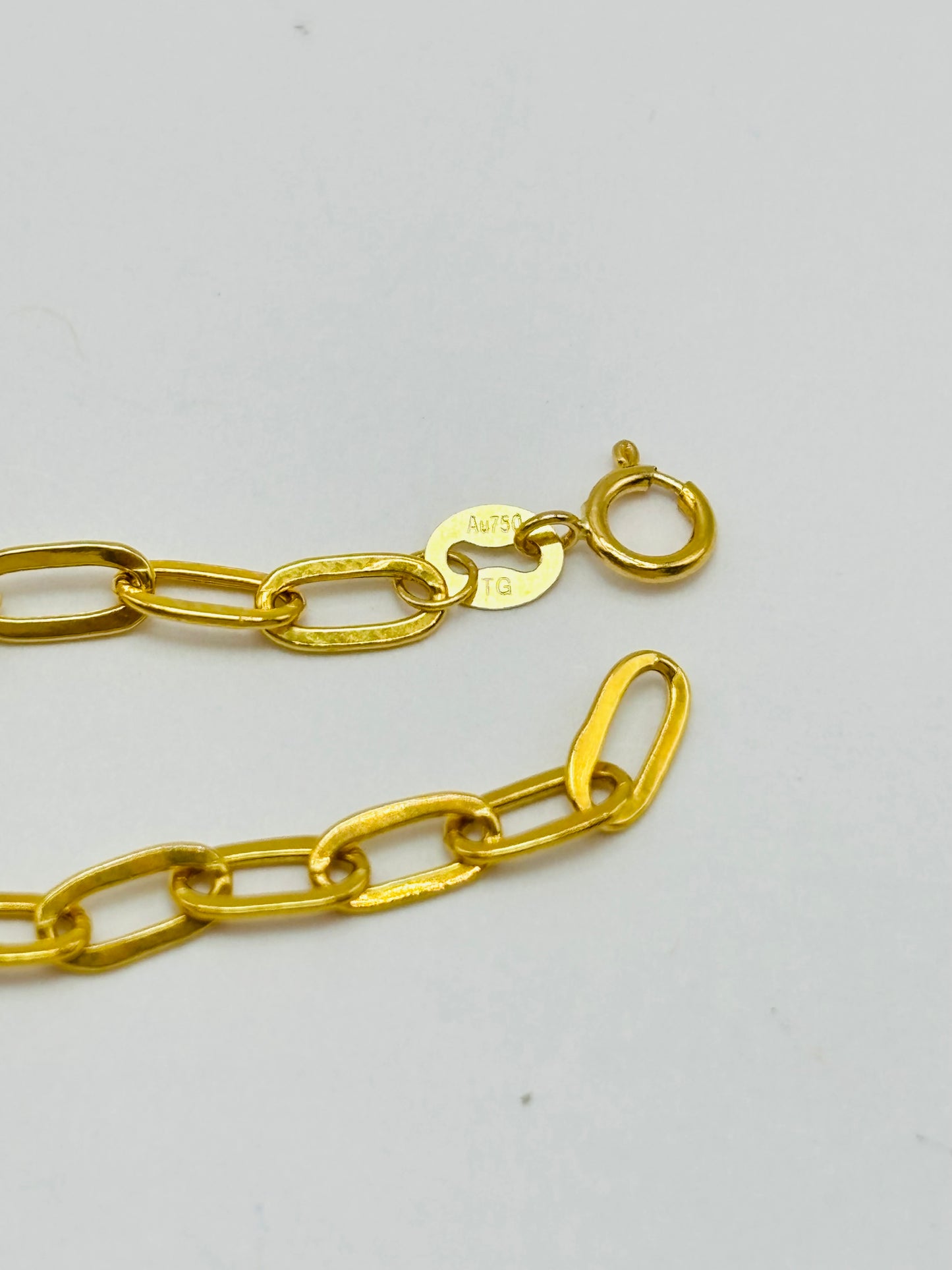 18K Gold Small Link Paperclip with Charm Bracelet
