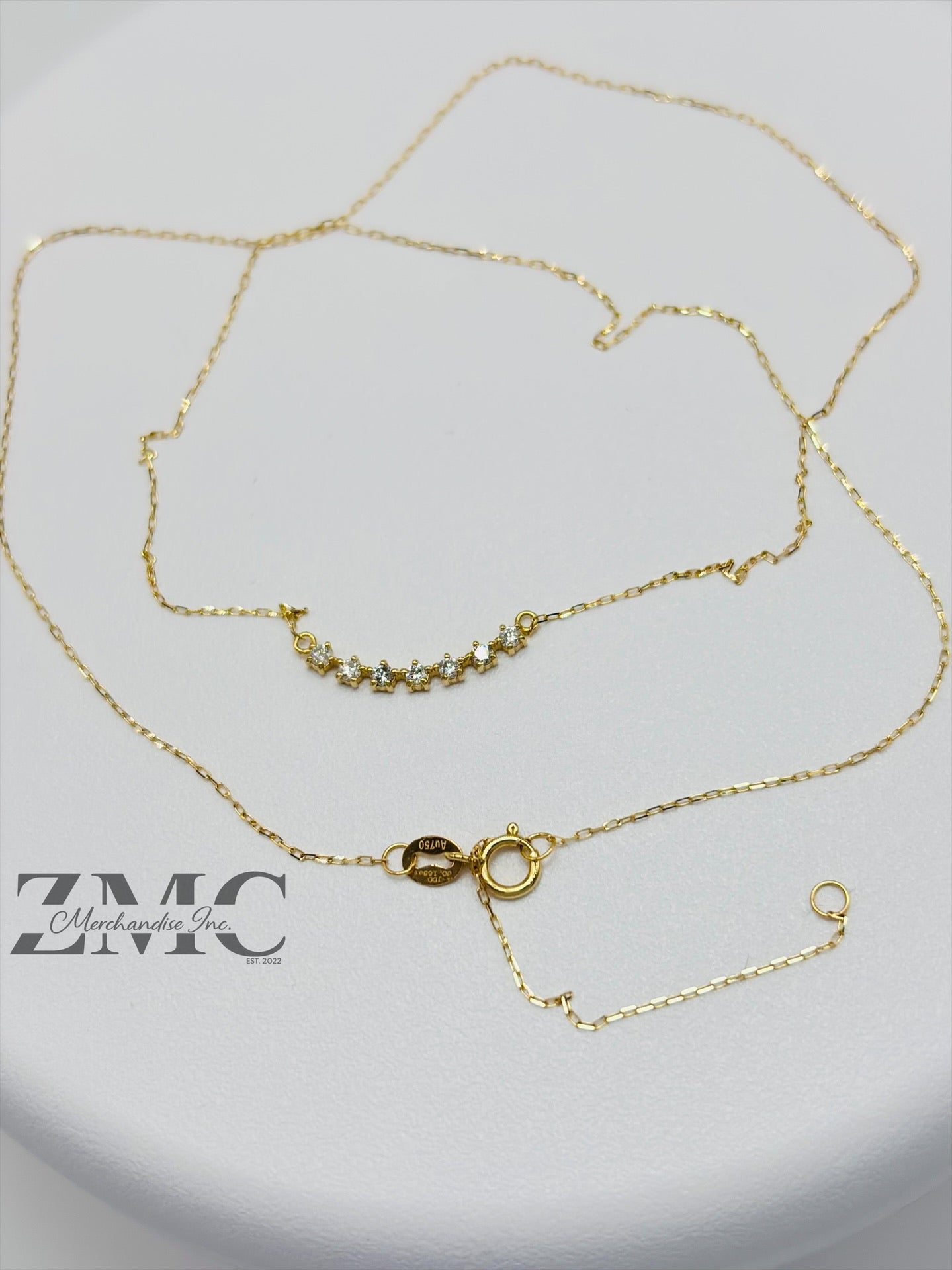 18K Gold Attached 7 Stone Necklace 0.168 carat Natural Diamond
