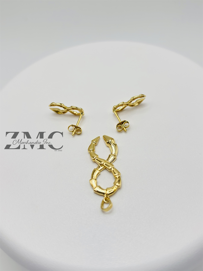 18K Gold Serpent Earrings and Pendant Set