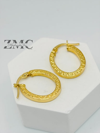 18K Gold Oval Loop Earrings