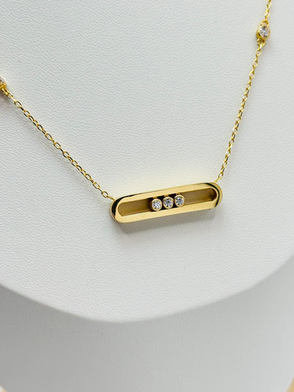 18K Gold Attached Stone Necklace with Stone