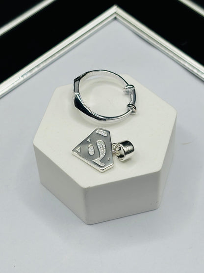 S925 Silver S Ring and Pendant Kids Set