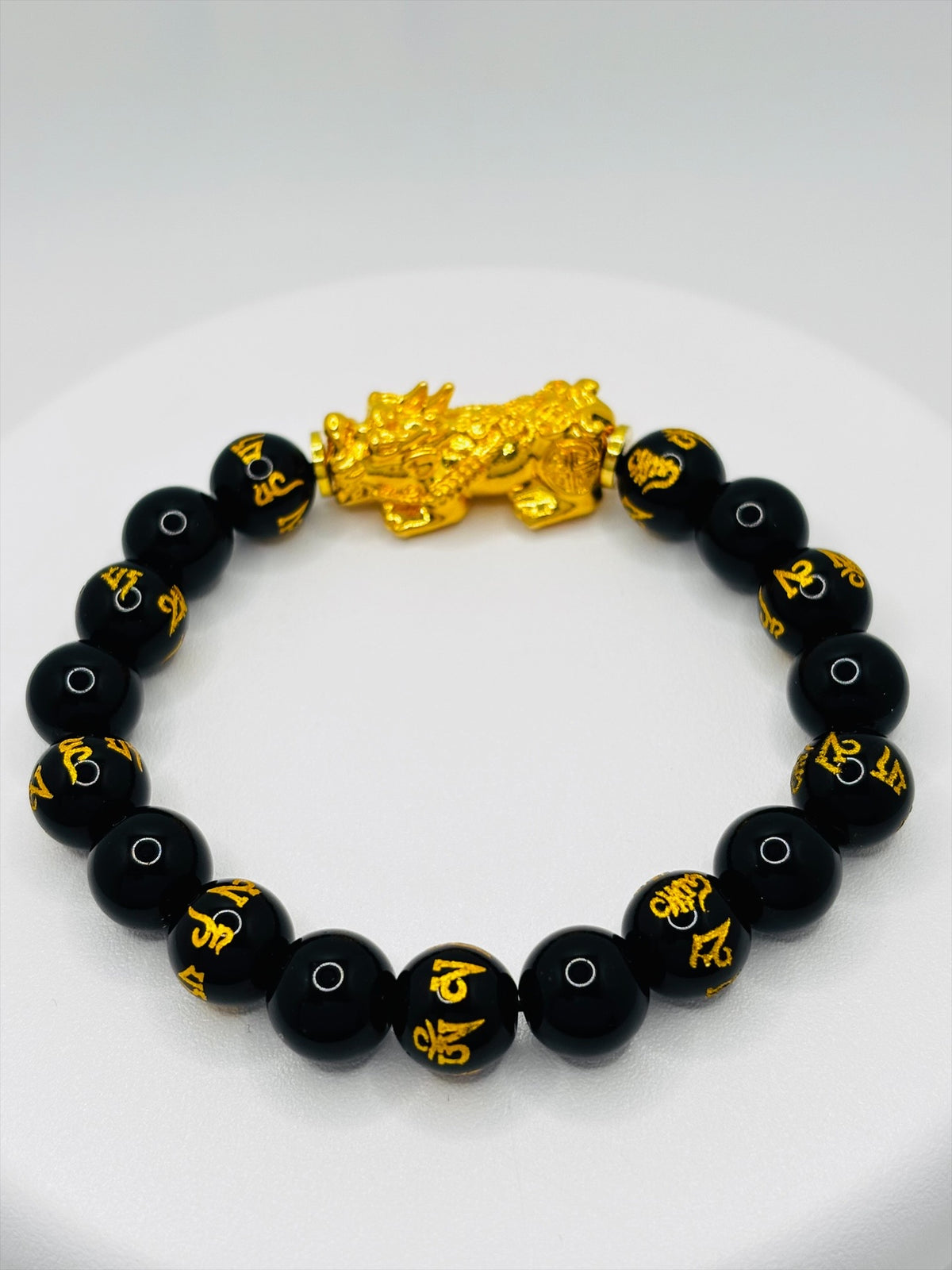 18K Gold Lucky Piyao/ Pi Xiu Black Mantra Bracelet( Hollow Empty Inside) XXL PIYAO