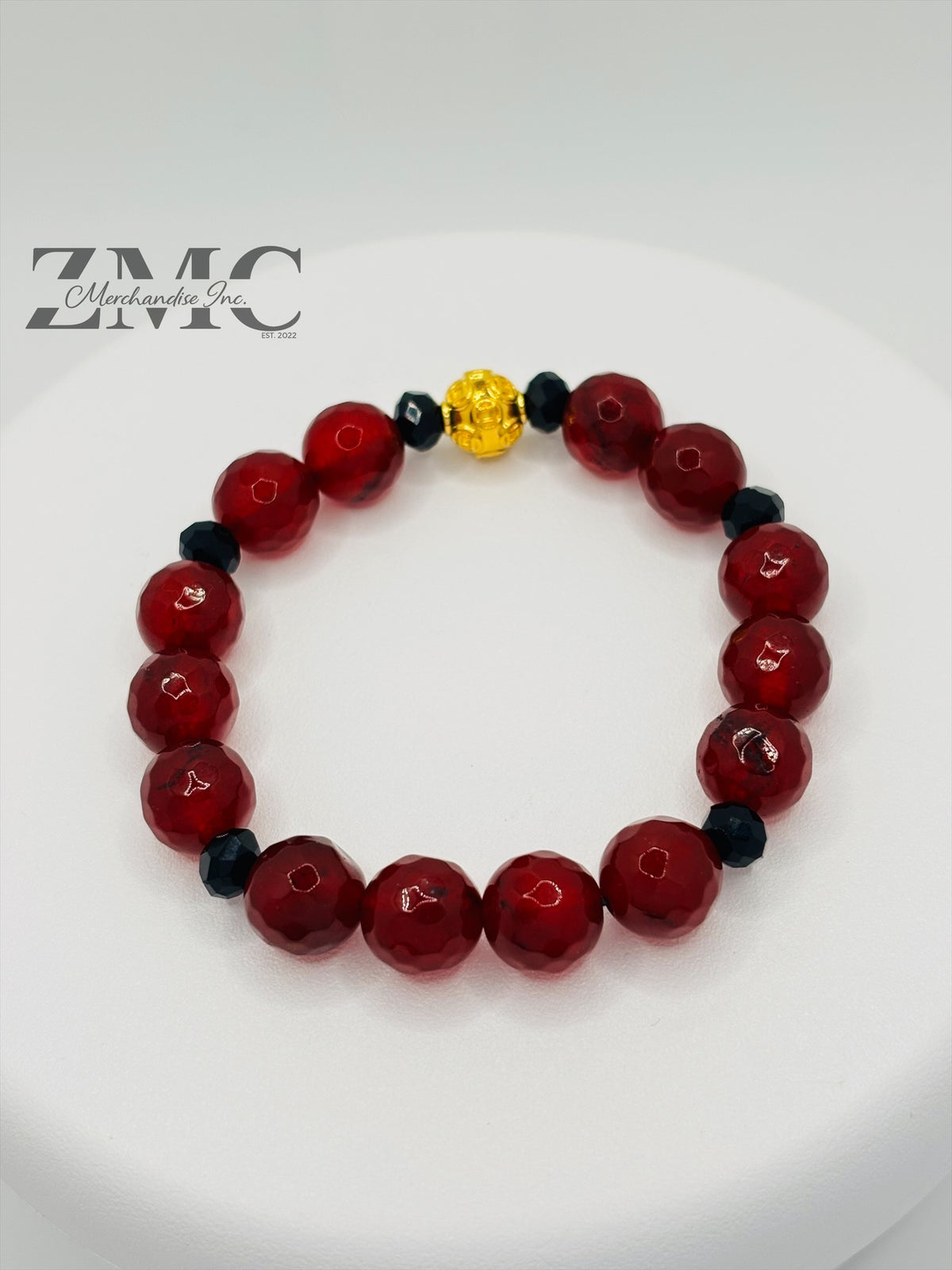 18K Gold  Lucky Money Catcher Ball Red Chalcedony Bracelet  ( Hollow Empty Inside)
