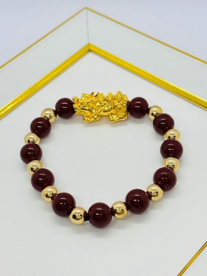 18K Gold  Lucky Piyao/ Pi Xiu Bracelet Red Gold ( Hollow Empty Inside) Extra Large Size