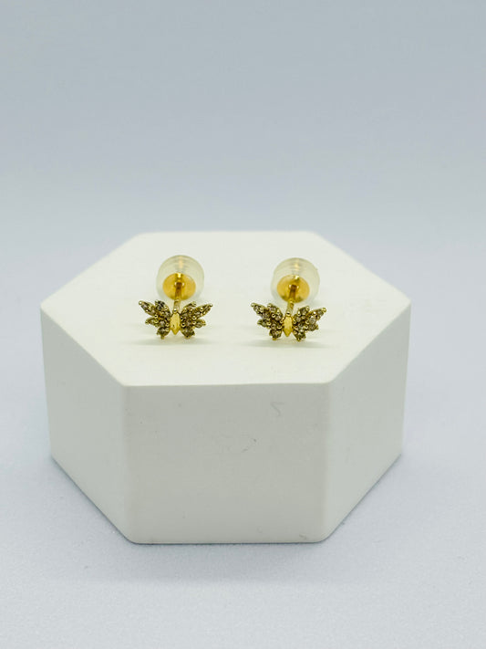 K18 Japan Gold Butterfly Earrings 0.10 carat Natural Diamond