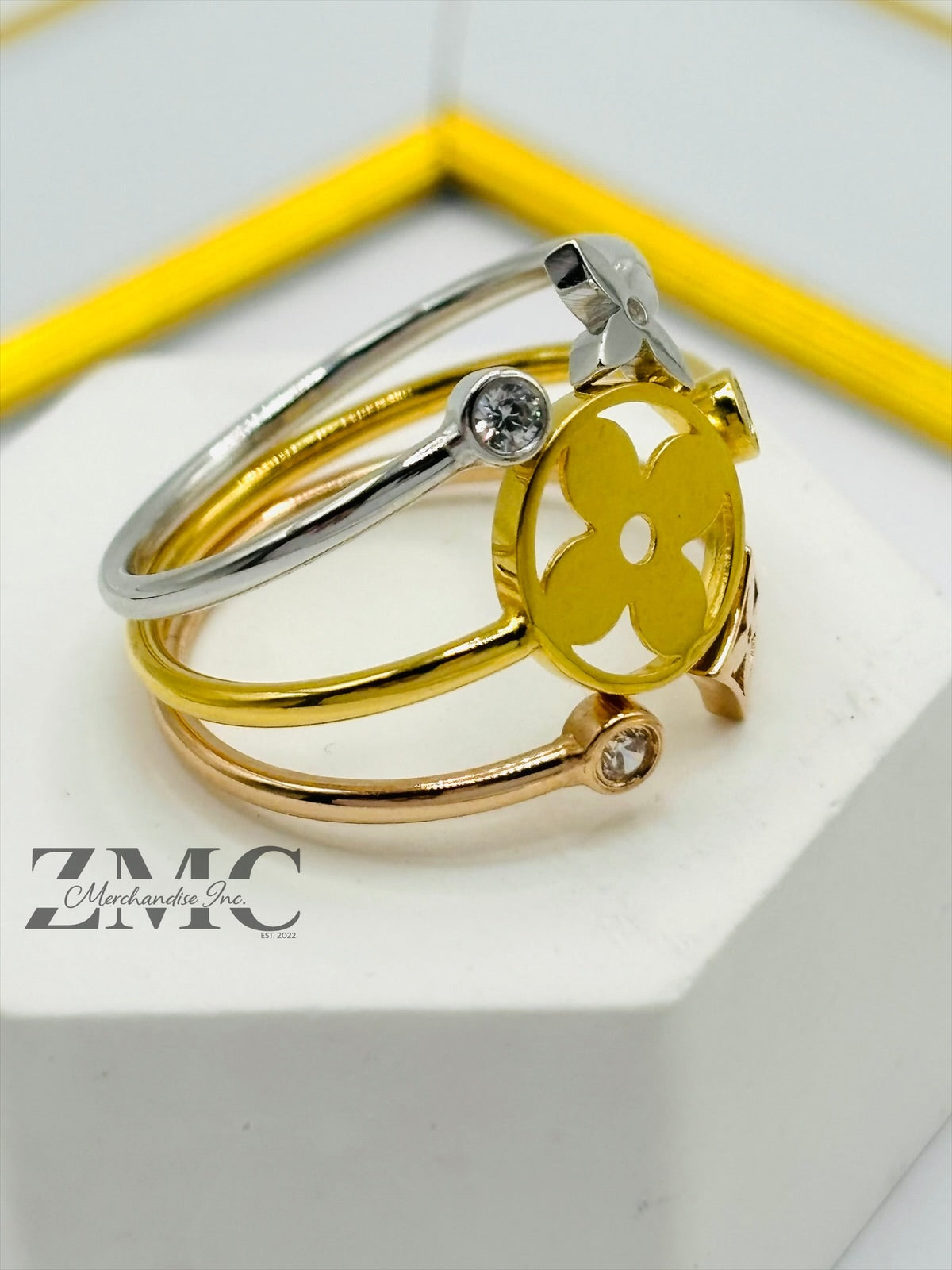 18K Gold Tri-Color Power Ring (Comfort Fit)