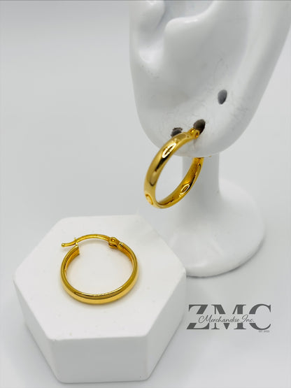 18K Gold Plain Loop Earrings
