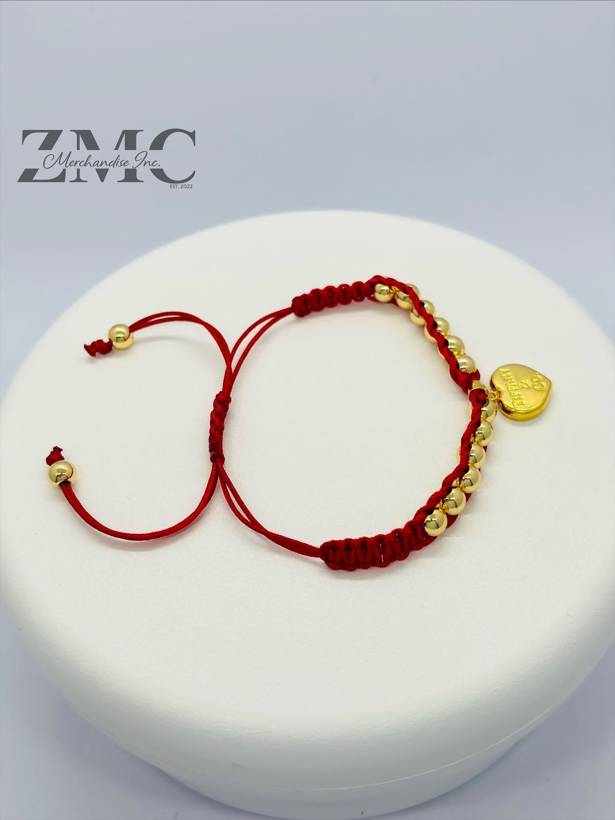 18K Gold Red Heart String Bracelet