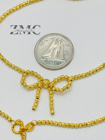 18K Gold Mirror Ball Ribbon Necklace