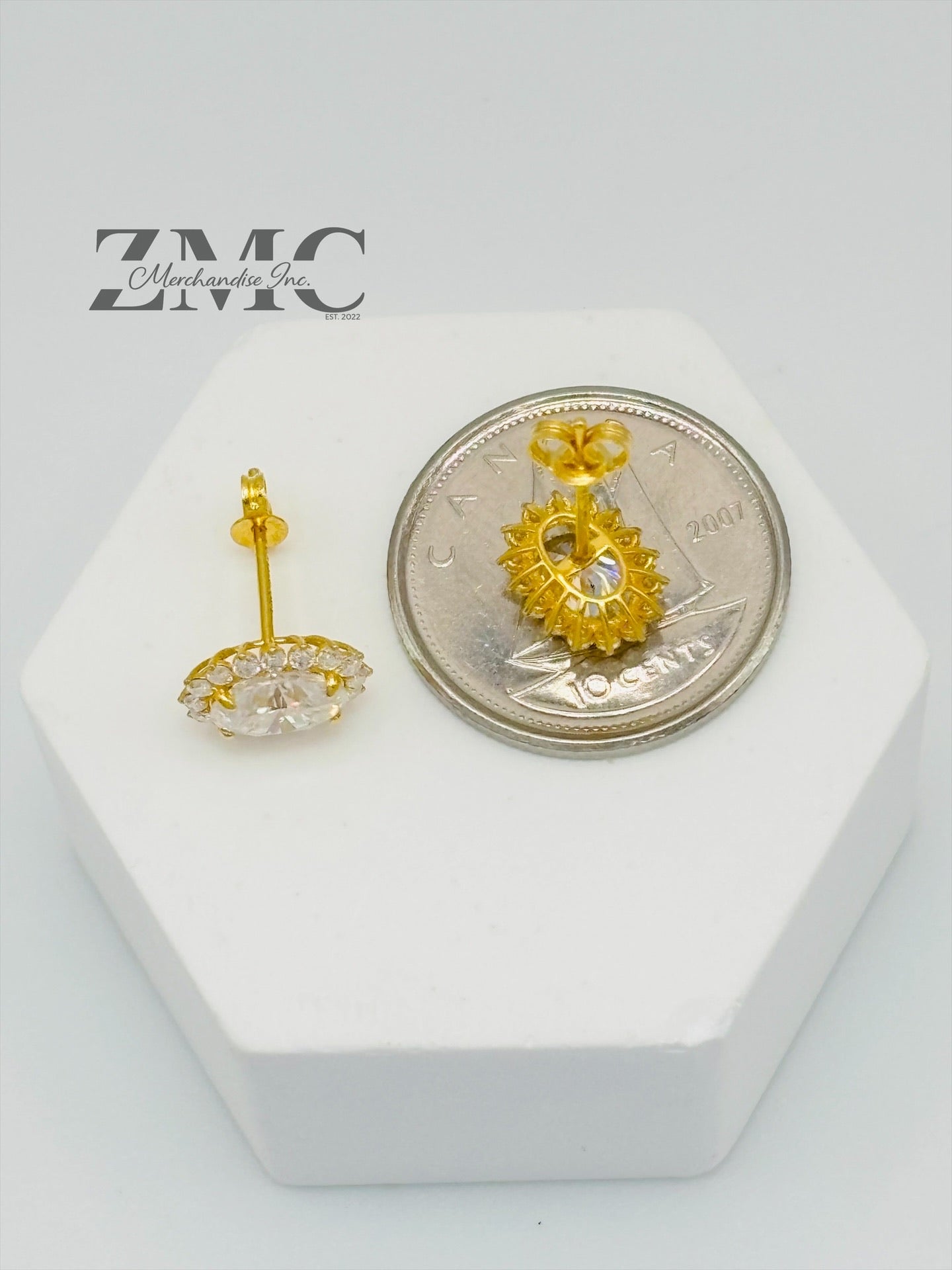 18K Gold Oval Moissanite Diamond Earrings