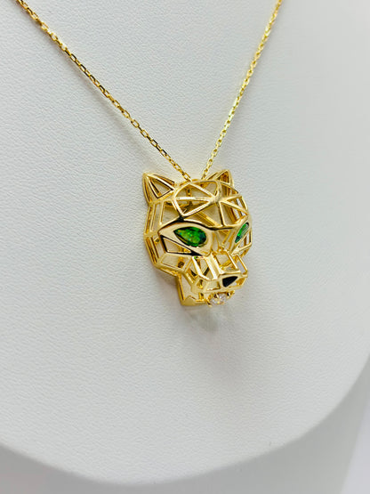 18K Gold Attached Big Panther Necklace