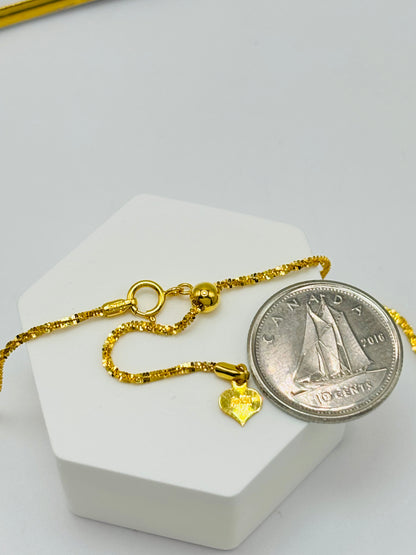 18K Gold Diamond Cut Chain Adjustable
