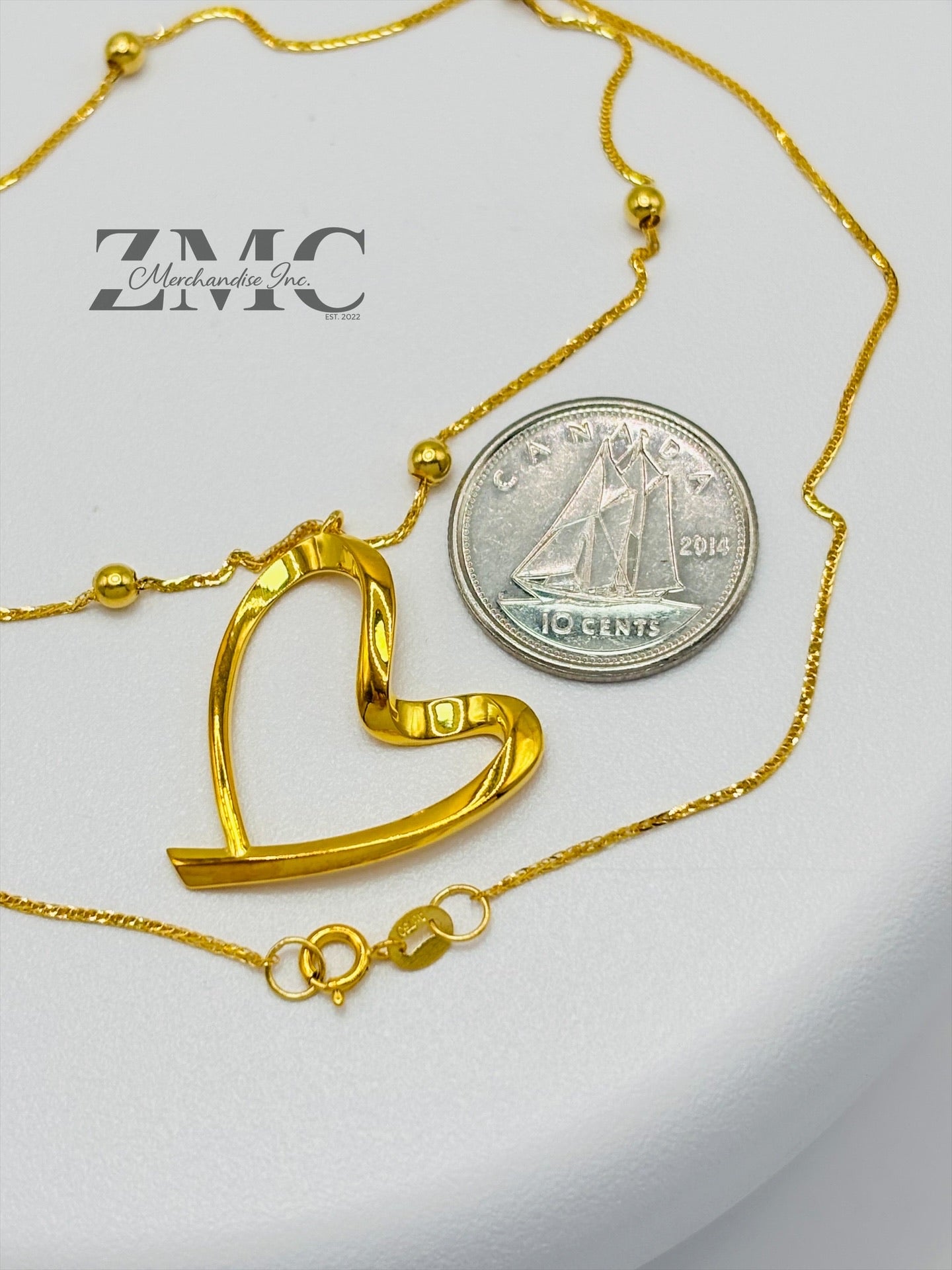 18K Gold Attached Heart with Ball Necklace