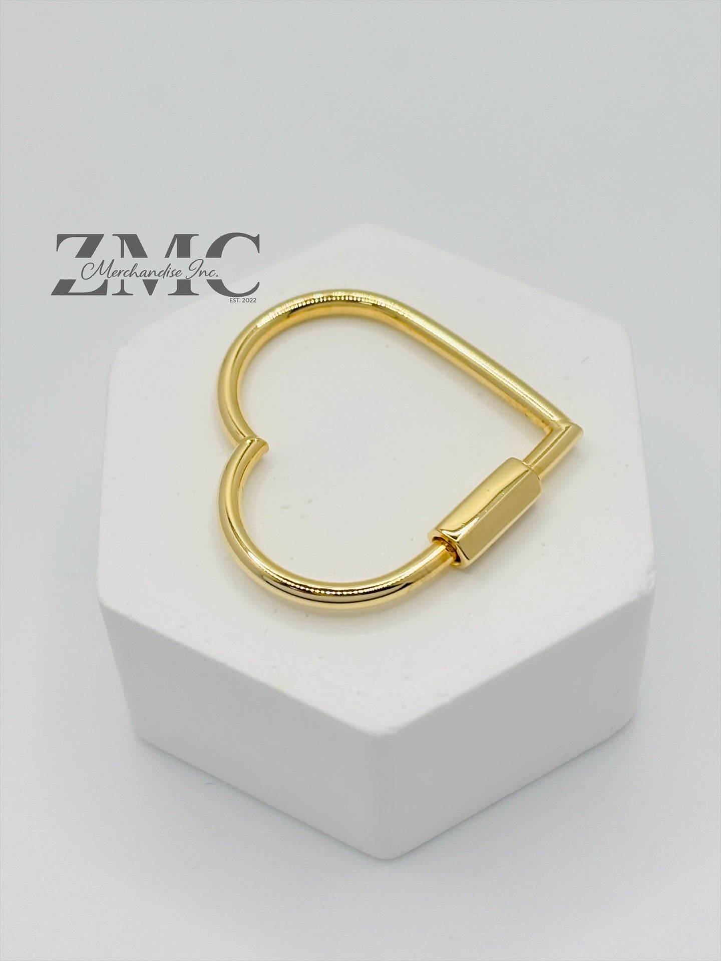 18K Gold Big Heart Carabiner Pendant