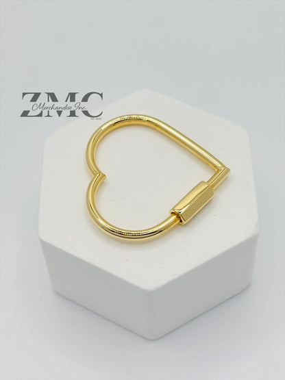 18K Gold Big Heart Carabiner Pendant