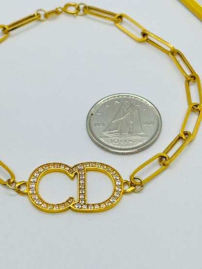 18K Gold Paperclip Bracelet