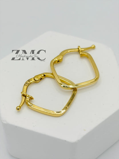18K Gold Square Loop Earrings (Imperfection)