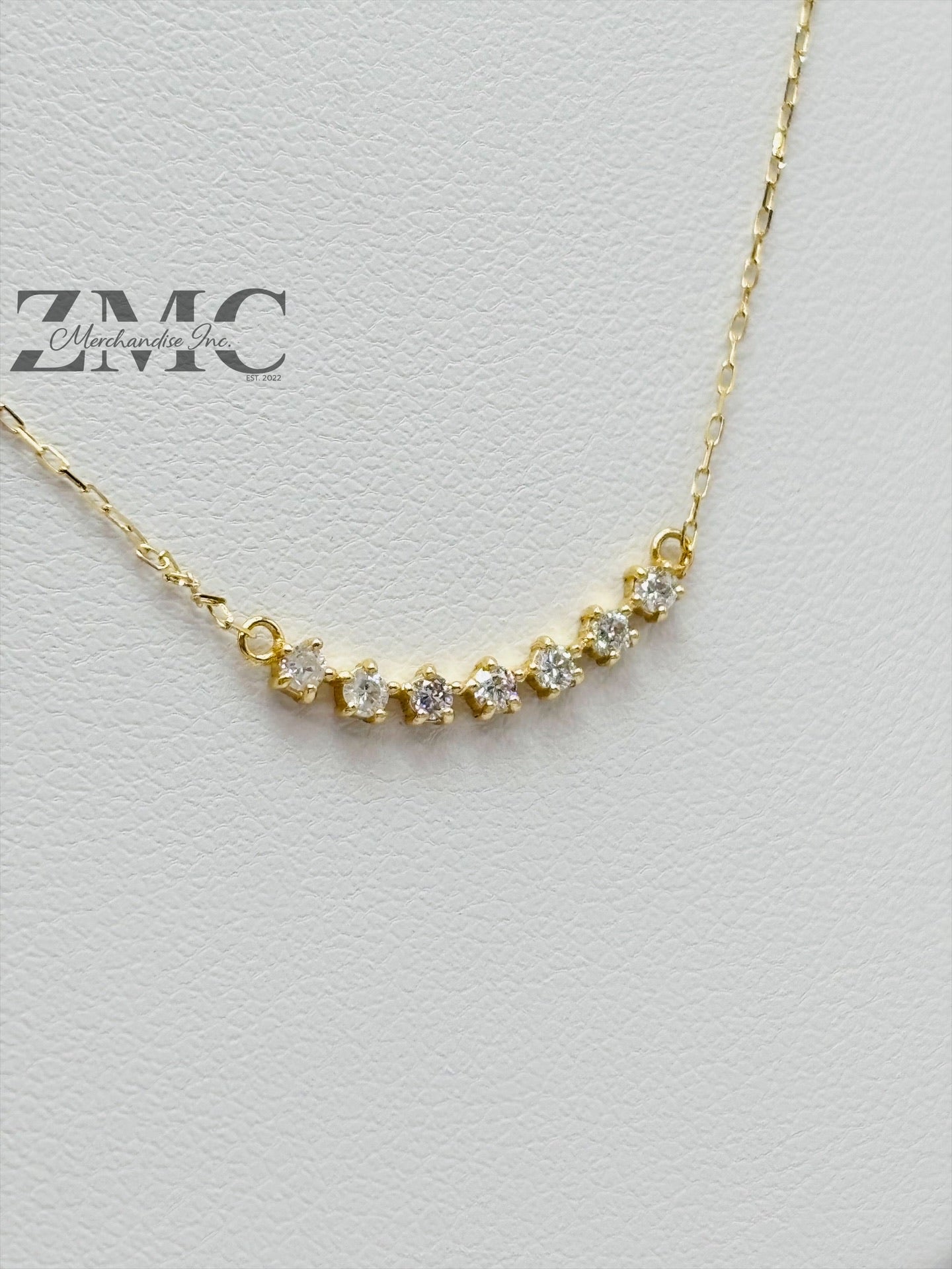 18K Gold Attached 7 Stone Necklace 0.168 carat Natural Diamond