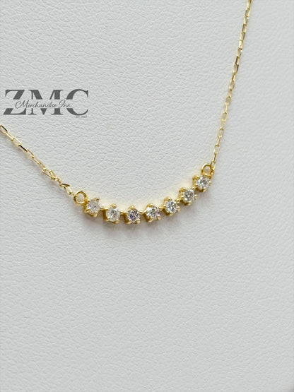 18K Gold Attached 7 Stone Necklace 0.168 carat Natural Diamond