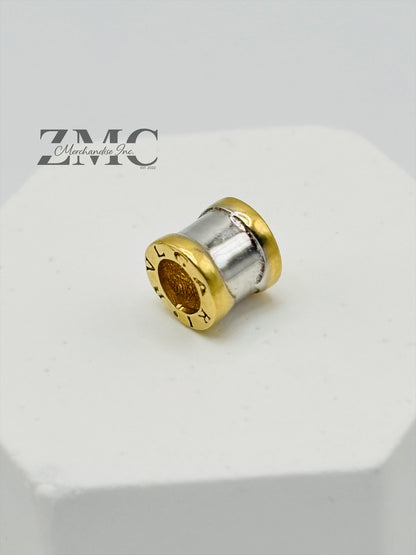 18K Gold Two-tone Barrel Pendant