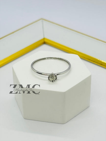 18K White Gold Solitaire Natural Diamond Ring 0.10ct