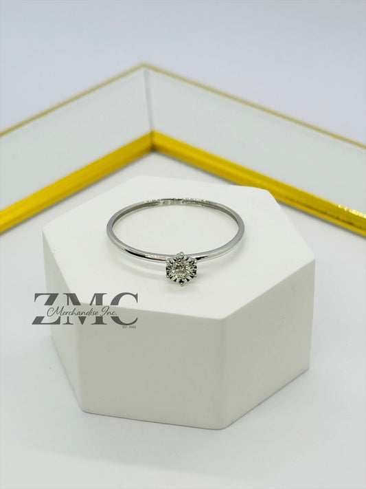 18K White Gold Solitaire Natural Diamond Ring 0.10ct