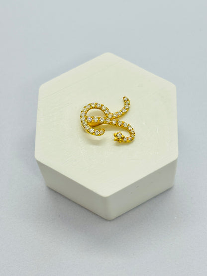 18K Gold Initial Moissanite Diamond Letter R Pendant
