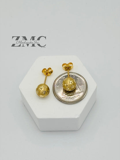 18K Gold Star Ball Earrings