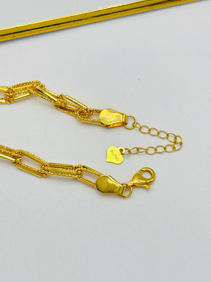 18K Gold Double Paperclip Bracelet