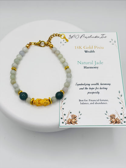 18K Gold Lucky Piyao/ Pi Xiu Jade Bracelet ( Hollow Empty Inside) MEDIUM PIYAO