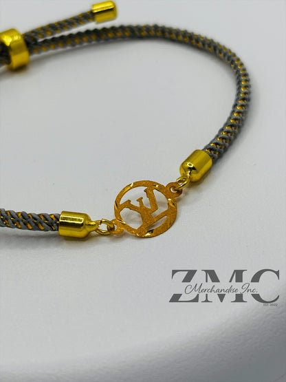 18K Gold L Circle String Bracelet