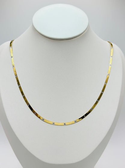 18K Gold Flat Chain with White Gold Design