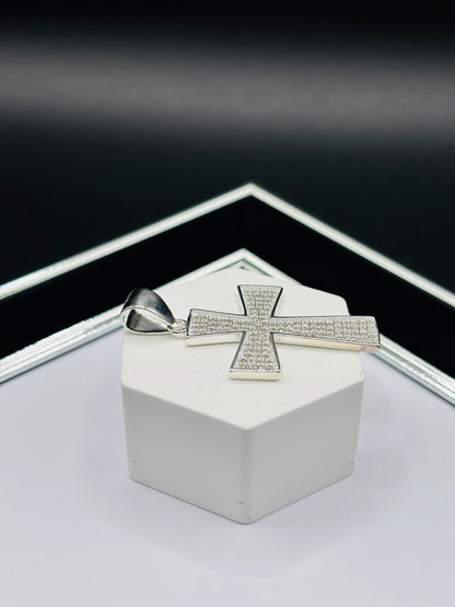S925 Silver Cross Stone Pendant